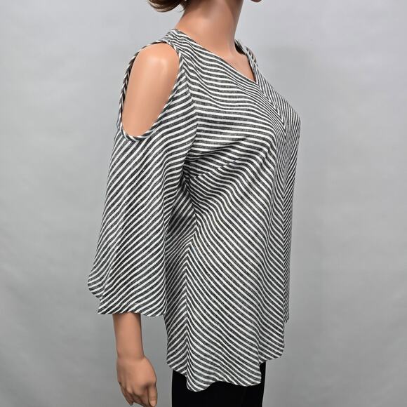 NWT Soft Surroundings Top Landfall Tunic Linen Blend Cold Shoulder PXS Petite XS - Picture 6 of 11